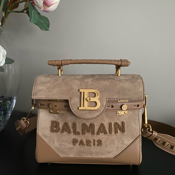 *SOLD* Authentic Balmain B Buzz 23 Sand-Colored Sued Handbag - Picture 2 of 10